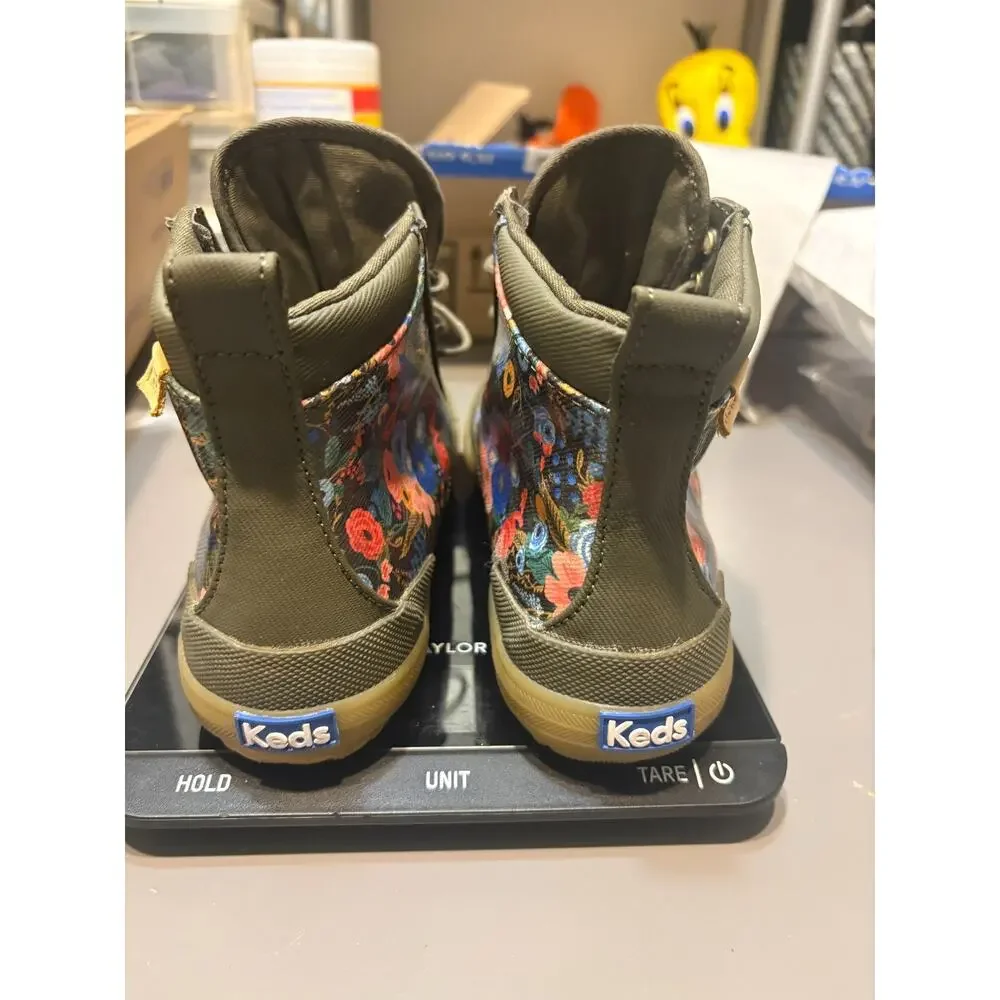 Keds x Rifle Paper Co Garden Party Scout Weather Boots Sz 7 Floral Olive